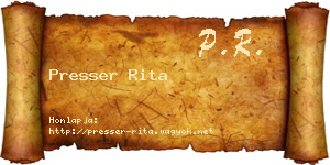 Presser Rita névjegykártya